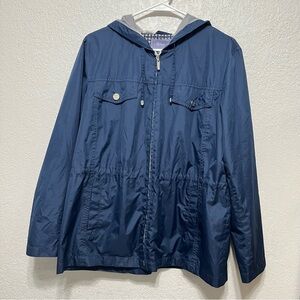 Laura Scott Hooded windbreaker jacket in navy blue size L